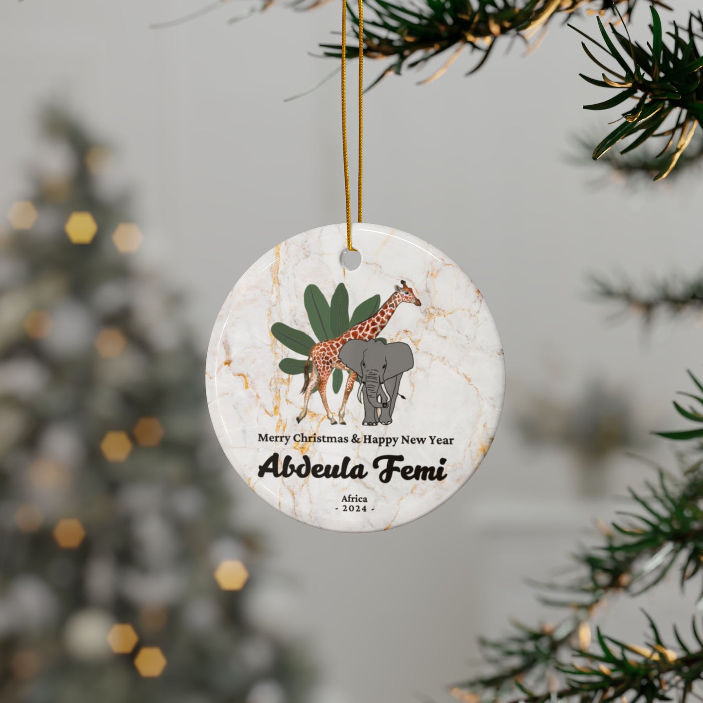 Africa Custom Name Ceramic Personalised Ornament