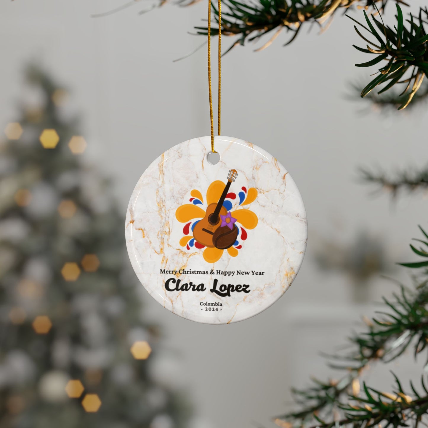 Colombia Custom Name Ceramic Personalised Ornament