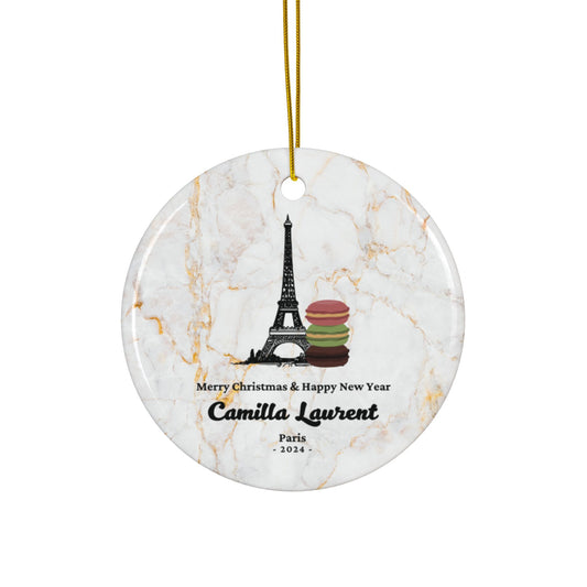 Paris France Custom Name Ceramic Personalised Ornament