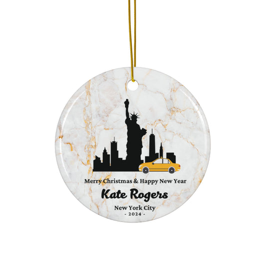 NYC Custom Name Ceramic Personalised Ornament