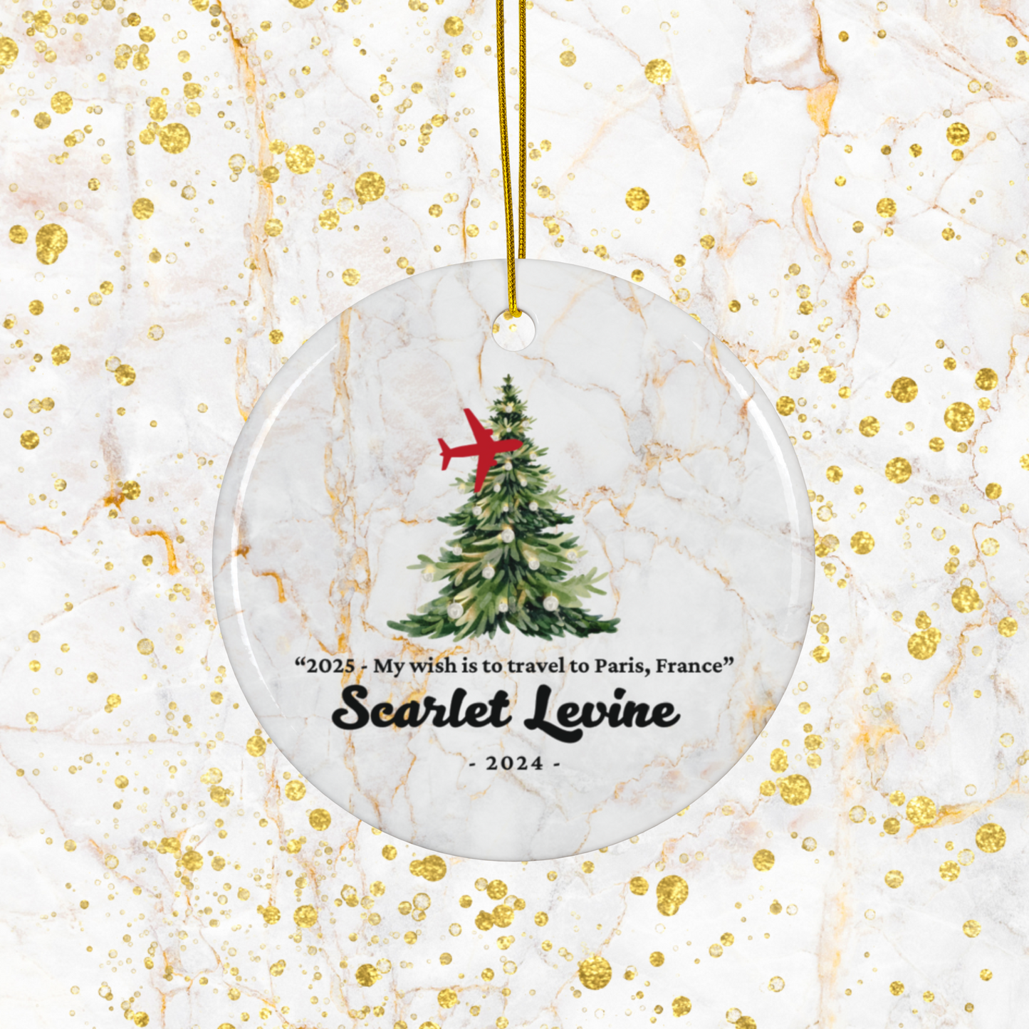 "Make A Wish 2025" Custom Ceramic Ornament