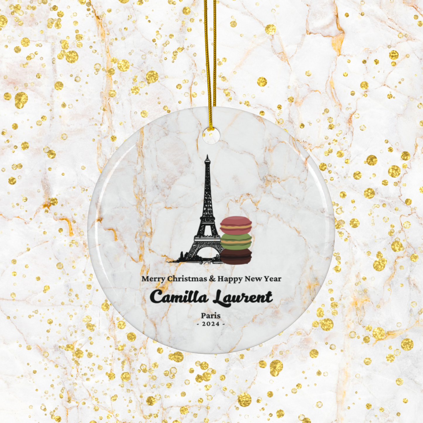 Paris France Custom Name Ceramic Personalised Ornament