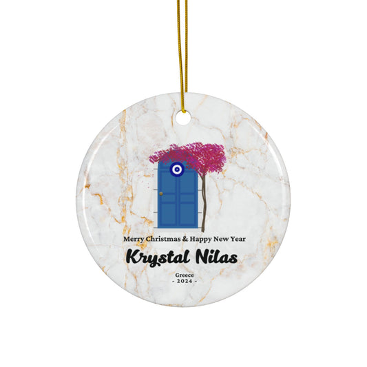 Greece Custom Name Ceramic Personalised Ornament