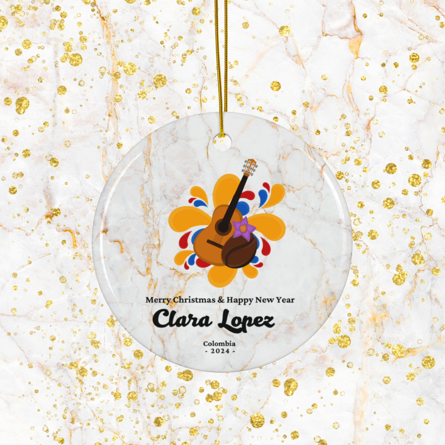 Colombia Custom Name Ceramic Personalised Ornament