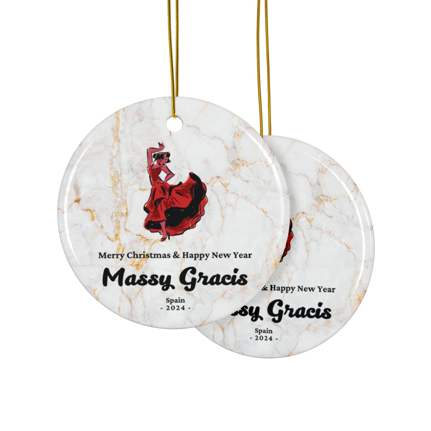 Spain Ole Custom Name Ceramic Personalised Ornament