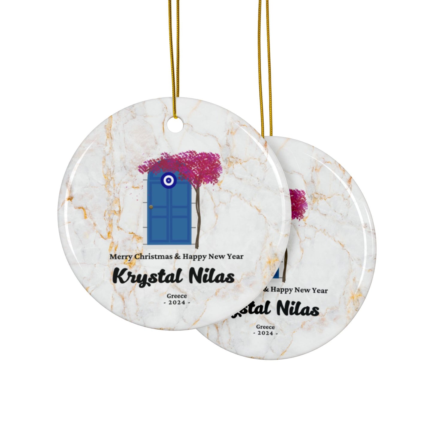 Greece Custom Name Ceramic Personalised Ornament