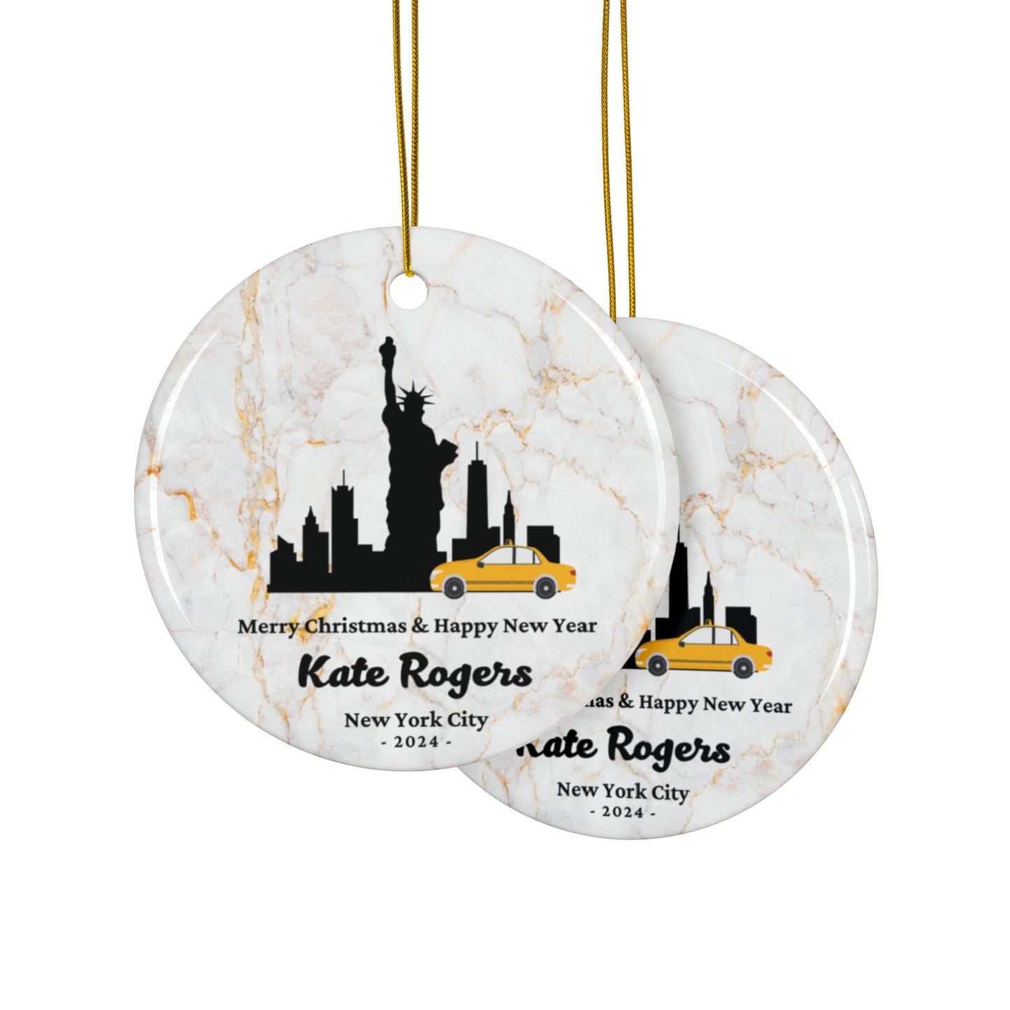 NYC Custom Name Ceramic Personalised Ornament