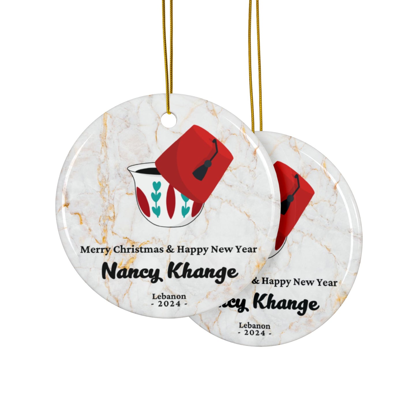 Lebanon Custom Name Ceramic Personalised Ornament